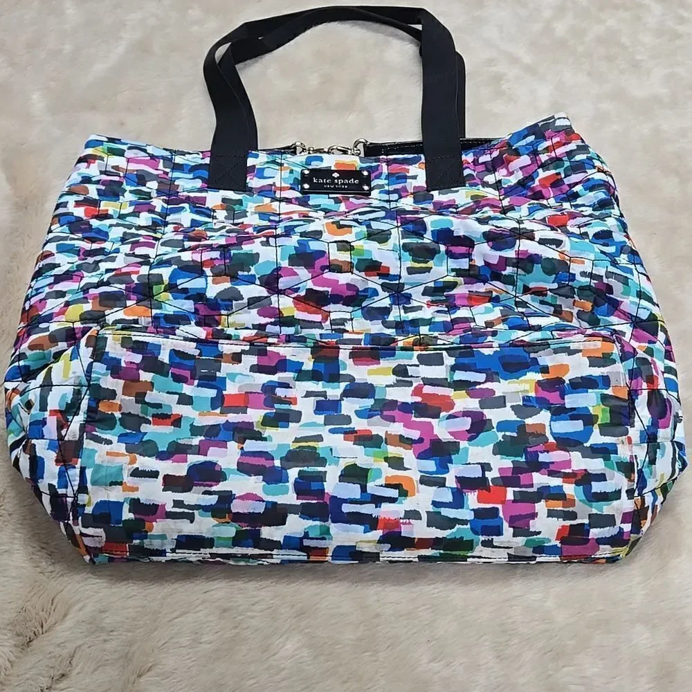 Kate Spade Signature Spade Quilted Bon Shopper Diaper Bag/ Tote Bag